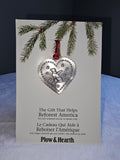PEWTER CHRISTMAS ORNAMENT DOG AND HEART