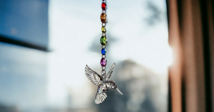 9" ORN CRYSTAL/RAINBOW BEADED HUMMINGBIRD ORNAMENT