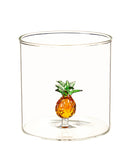 GLASS TUMBLER WITH PINEAPPLE FIGURINE GIFT BOXED