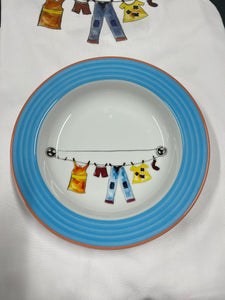 PASTA BOWL BLUE - CLOTHESLINE PATTERN