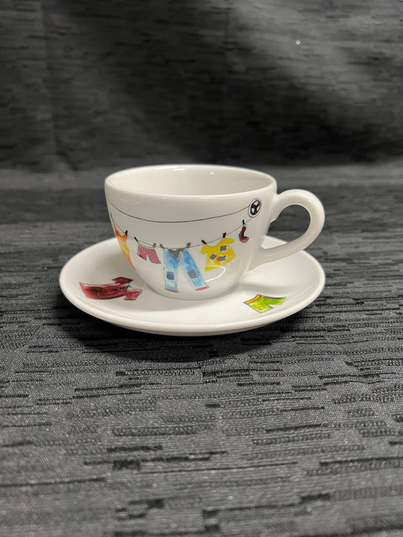 Cup and Saucer 6oz - CLOTHESLINE PATTERN