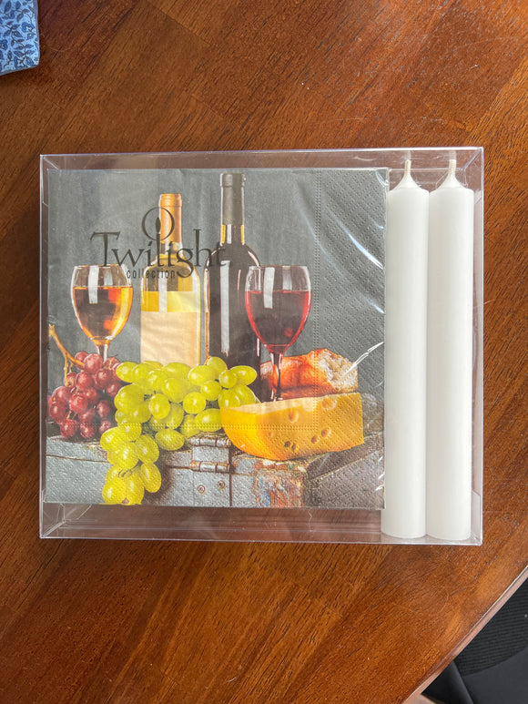 GIFT SET NAPKINS/CANDLES DELICACY