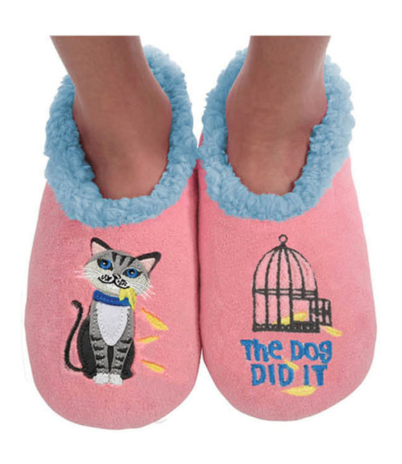 SNOOZIES SLIPPERS - THE DOG DID IT- LARGE (9-10)